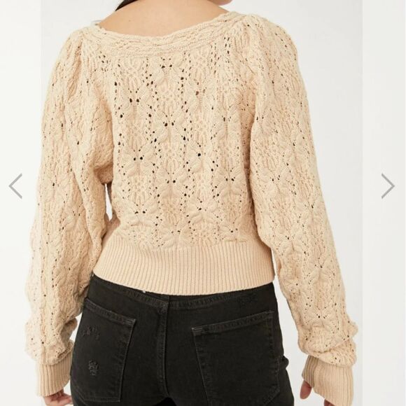 FREE PEOPLE OLIVE YOU CARDI IN MACADAMIA - Picture 3 of 11